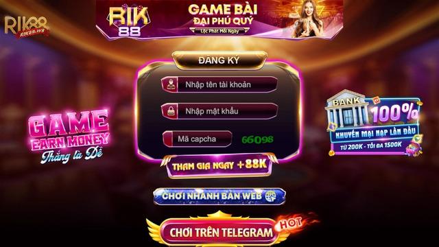 Đăng ký tài khoản ở trang chủ Rik88